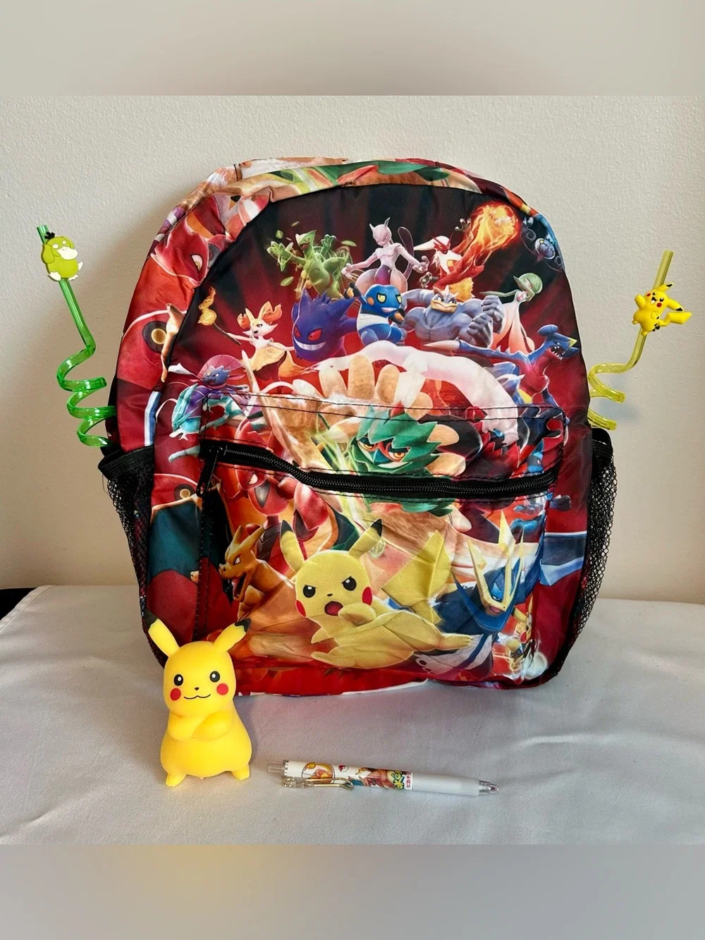 Kids Red Pokémon Character Backpack with Pikachu